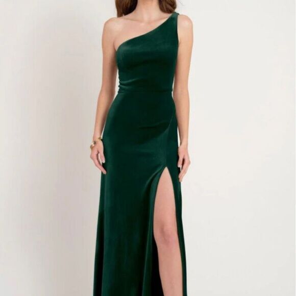 Jenny Yoo Cybill Velvet Dress Emerald Green NWT SIZE 6 - Picture 2 of 9